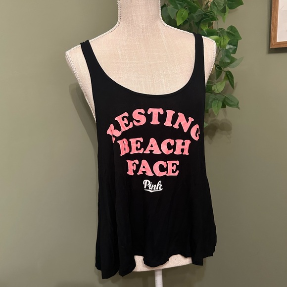 PINK Victoria's Secret Tops - PINK Victoria's Secret Black Tank Top with Pink Lettering